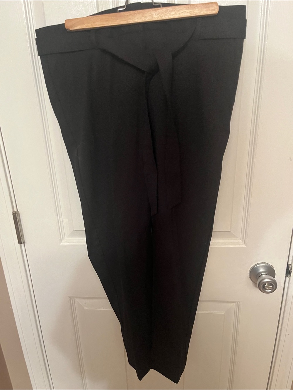 LOFT Black Paperbag-Waist Tie Trousers